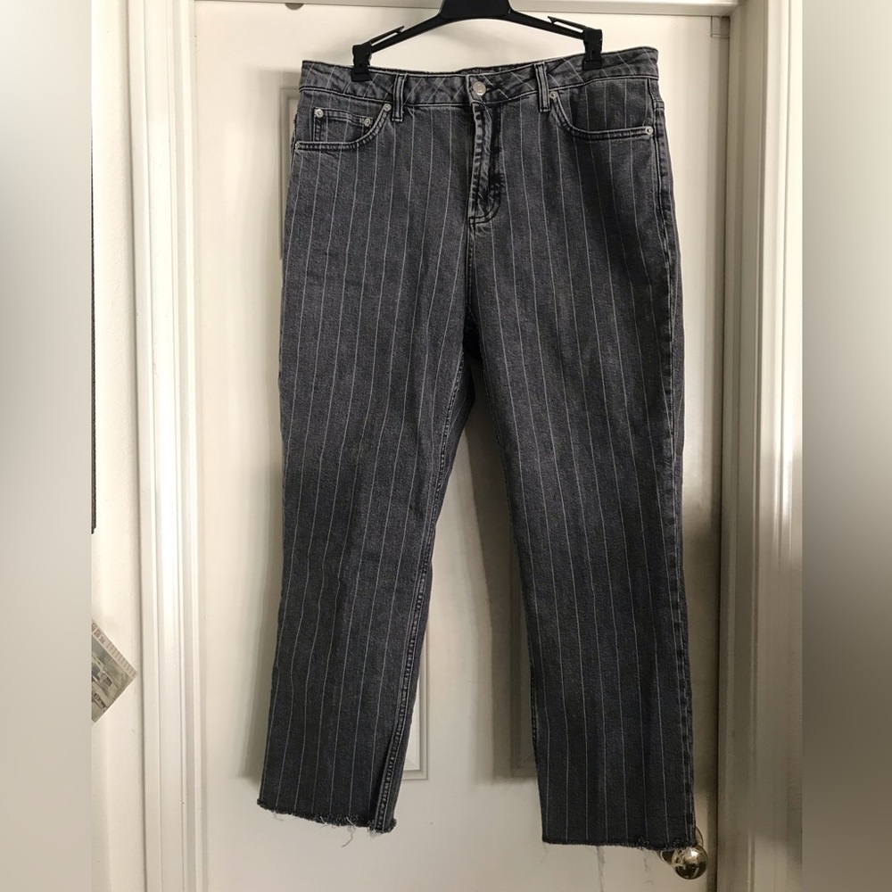 TOPSHOP-Gray Striped Women's Jeans